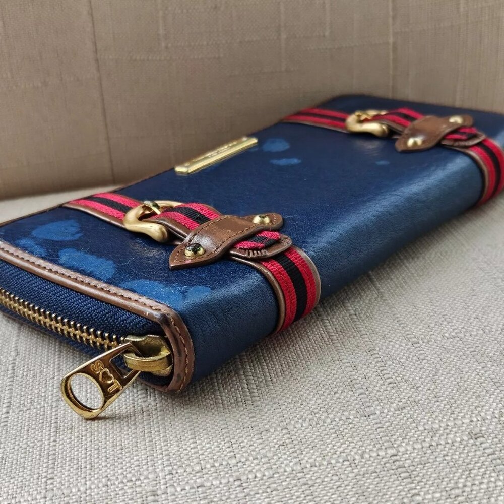 Samantha Thavasa Petit Choice Wallet Clutch Blue Card Holder Purse Zip Around - Picture 5 of 10